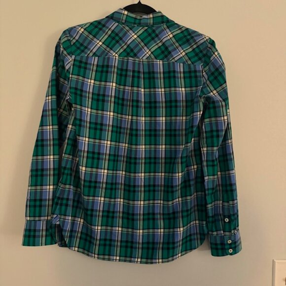 Talbots Blue & Green Plaid Button Front Shirt Size XS - Picture 2 of 4